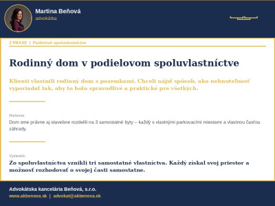 Príklad z praxe - rodinný dom v podielovom spoluvlastníctve