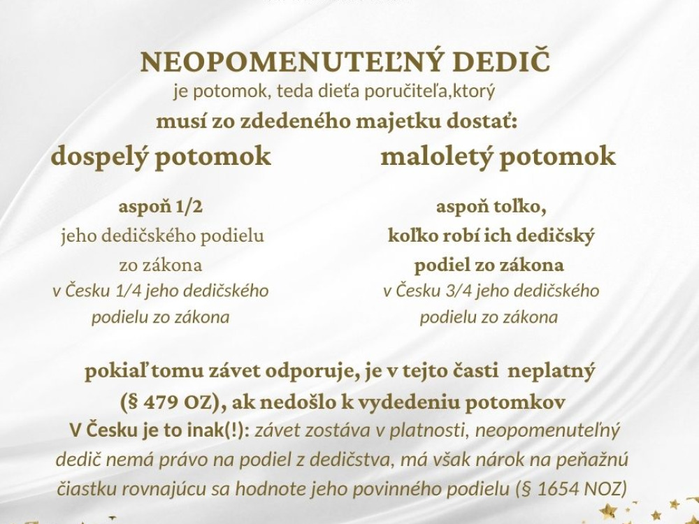 NEOPOMENUTEĽNÝ DEDIČ